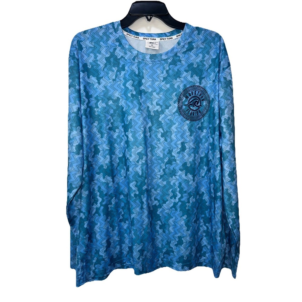 Spicy Tuna Men's‎ Fishing Shirt Performance Long Sleeve Outdoors Blue Size XL